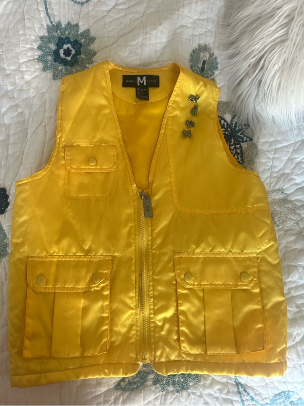 Vintage, Mureli Sport, 80’s, Yellow Quilted cat Vest, size small